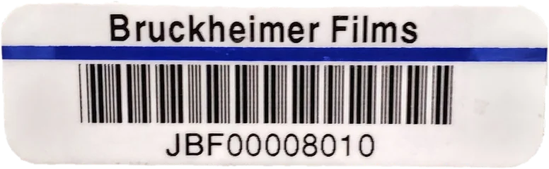 Bruckheimer Films asset tag with a blue color stripe