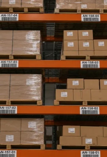 Labeled Warehouse racks
